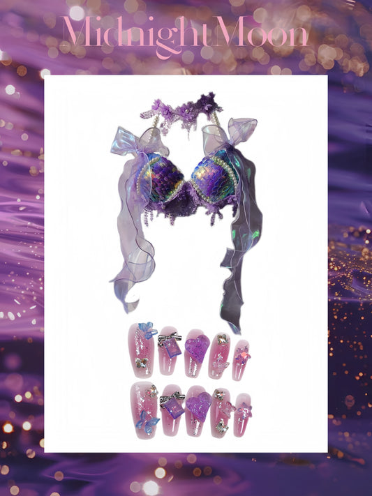 Galaxy Purple Mermaid Outfit Set